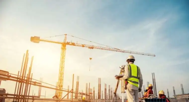 Construction site at sunrise